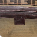 FENDI Zucca Canvas Mamma Baguette Tote Bag Brown Black Auth 179585-15