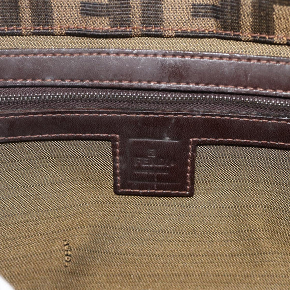 FENDI Zucca Canvas Mamma Baguette Tote Bag Brown Black Auth 179585
