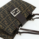 FENDI Zucca Canvas Mamma Baguette Tote Bag Brown Black Auth 179585-6
