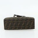 FENDI Zucca Canvas Mamma Baguette Tote Bag Brown Black Auth 179585-9