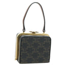 CELINE Triomphe Macadam Canvas Mini Vanity Case PVC Leather Black Auth 179589M-1
