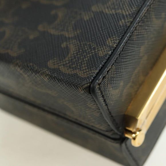CELINE Triomphe Macadam Canvas Mini Vanity Case PVC Leder Schwarz Auth 179589M