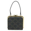 CELINE Triomphe Macadam Canvas Mini Vanity Case PVC Leather Black Auth 179589M-13