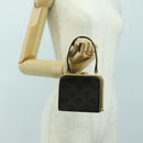 CELINE Triomphe Macadam Canvas Mini Vanity Case PVC Leather Black Auth 179589M-22