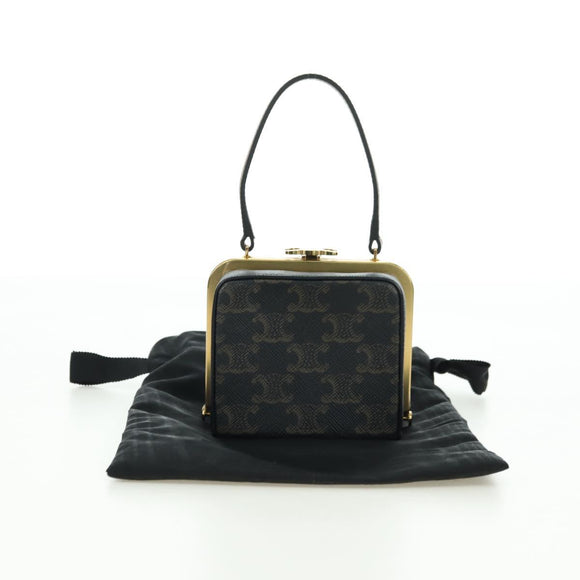 CELINE Triomphe Macadam Canvas Mini Vanity Case PVC Leder Schwarz Auth 179589M