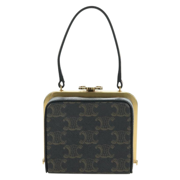 CELINE Triomphe Macadam Canvas Mini Vanity Case PVC Leder Schwarz Auth 179589M