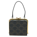 CELINE Triomphe Macadam Canvas Mini Vanity Case PVC Leather Black Auth 179589M-2