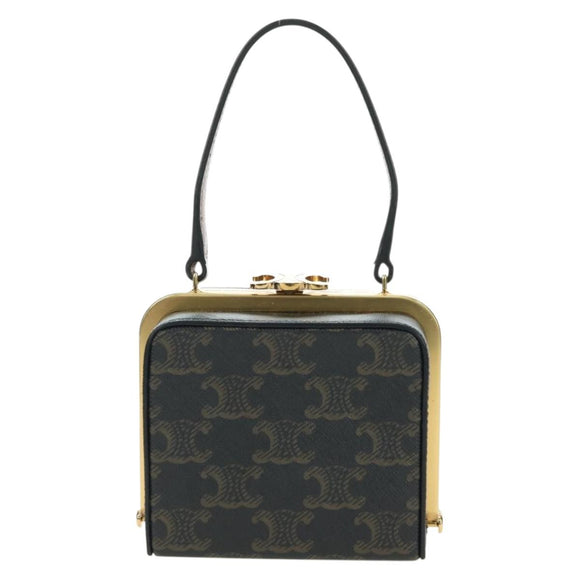 CELINE Triomphe Macadam Canvas Mini Vanity Case PVC Leder Schwarz Auth 179589M
