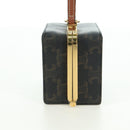 CELINE Triomphe Macadam Canvas Mini Vanity Case PVC Leather Black Auth 179589M-3