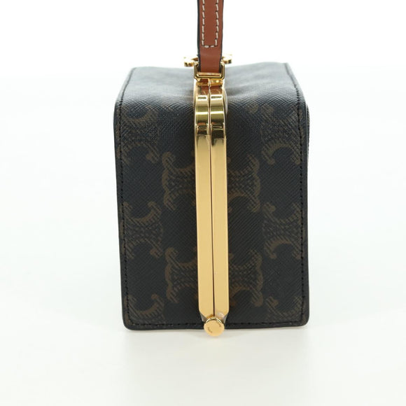 CELINE Triomphe Macadam Canvas Mini Vanity Case PVC Leder Schwarz Auth 179589M