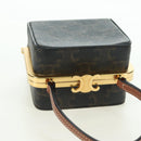 CELINE Triomphe Macadam Canvas Mini Vanity Case PVC Leather Black Auth 179589M-6