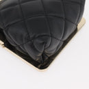 CHANEL Matelasse Chain Shoulder Bag Lamb Skin Black Gold CC Auth 179592SAM-10