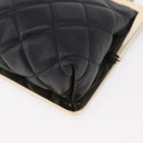 CHANEL Matelasse Chain Shoulder Bag Lamb Skin Black Gold CC Auth 179592SAM-11