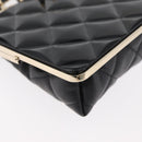CHANEL Matelasse Chain Shoulder Bag Lamb Skin Black Gold CC Auth 179592SAM-12
