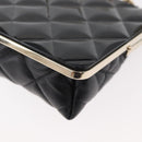 CHANEL Matelasse Chain Shoulder Bag Lamb Skin Black Gold CC Auth 179592SAM-13
