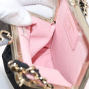 CHANEL Matelasse Chain Shoulder Bag Lamb Skin Black Gold CC Auth 179592SAM-17