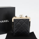 CHANEL Matelasse Chain Shoulder Bag Lamb Skin Black Gold CC Auth 179592SAM-22