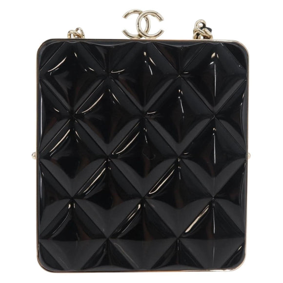 CHANEL Matelasse Chain Shoulder Bag Lamb Skin Black Gold CC Auth 179592SAM