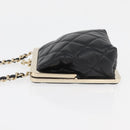 CHANEL Matelasse Chain Shoulder Bag Lamb Skin Black Gold CC Auth 179592SAM-5