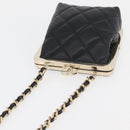 CHANEL Matelasse Chain Shoulder Bag Lamb Skin Black Gold CC Auth 179592SAM-6