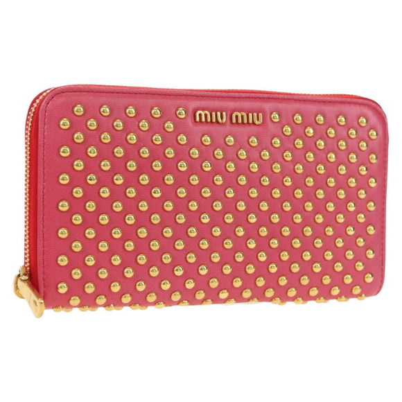 Miu Miu Long Wallet Leather Red Gold Auth 179594V