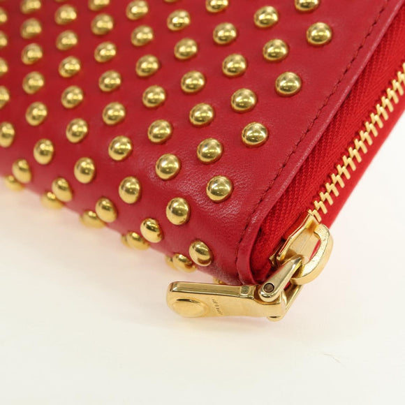 Miu Miu Long Wallet Leather Red Gold Auth 179594V