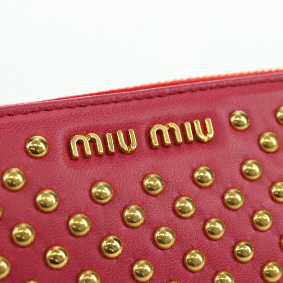 Miu Miu Long Wallet Leather Red Gold Auth 179594V