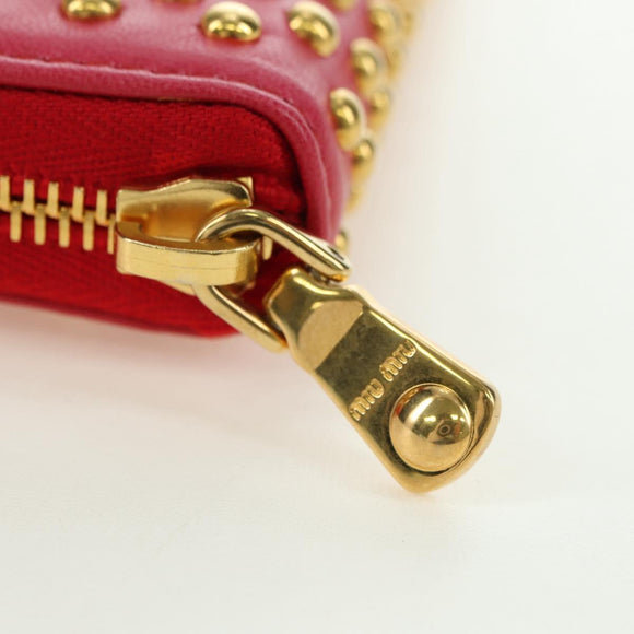 Miu Miu Long Wallet Leather Red Gold Auth 179594V
