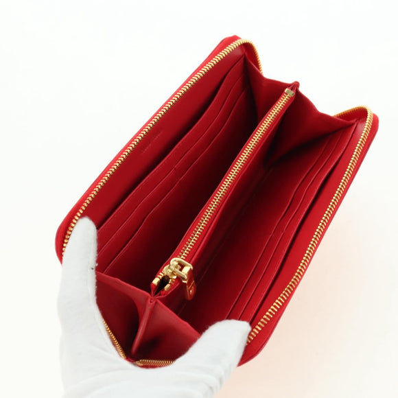 Miu Miu Long Wallet Leather Red Gold Auth 179594V