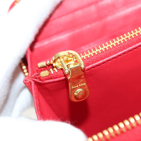 Miu Miu Long Wallet Leather Red Gold Auth 179594V