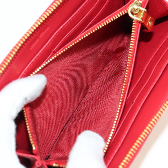 Miu Miu Long Wallet Leather Red Gold Auth 179594V