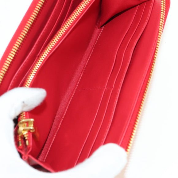 Miu Miu Long Wallet Leather Red Gold Auth 179594V