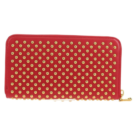 Miu Miu Long Wallet Leather Red Gold Auth 179594V