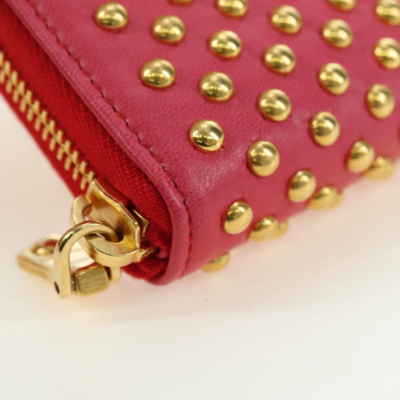 Miu Miu Long Wallet Leather Red Gold Auth 179594V