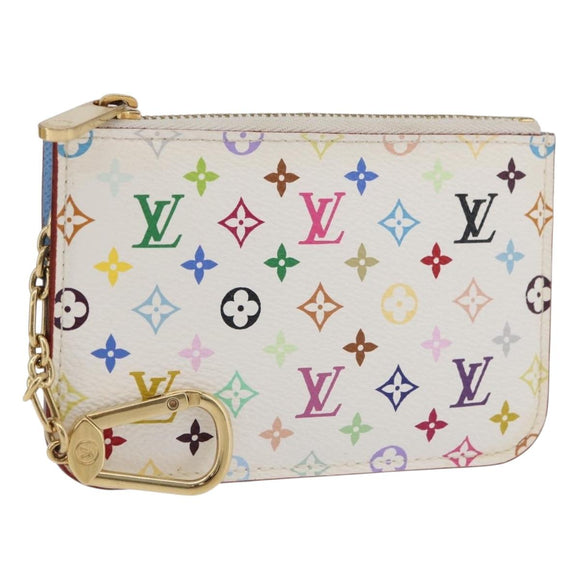 LOUIS VUITTON Multicolor Pochette Cles NM Coin Purse White M93734 Auth 179597M