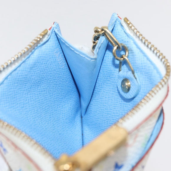 LOUIS VUITTON Multicolor Pochette Cles NM Coin Purse White M93734 Auth 179597M