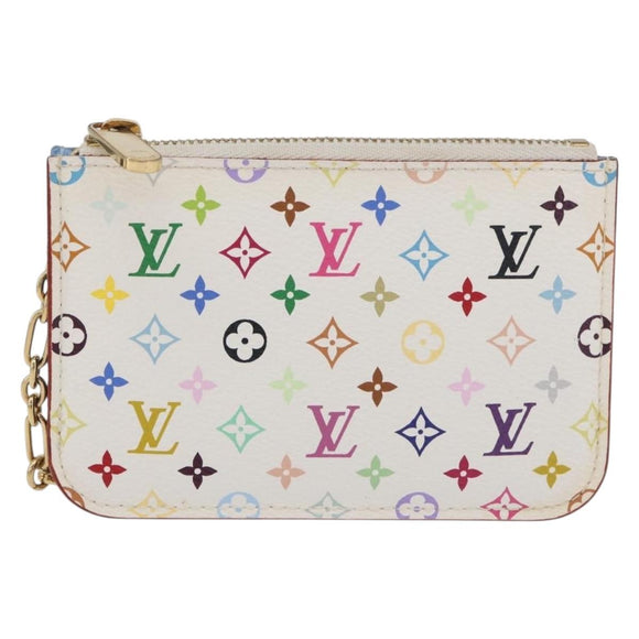 LOUIS VUITTON Multicolor Pochette Cles NM Coin Purse White M93734 Auth 179597M
