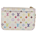 LOUIS VUITTON Multicolor Pochette Cles NM Coin Purse White M93734 Auth 179597M-2