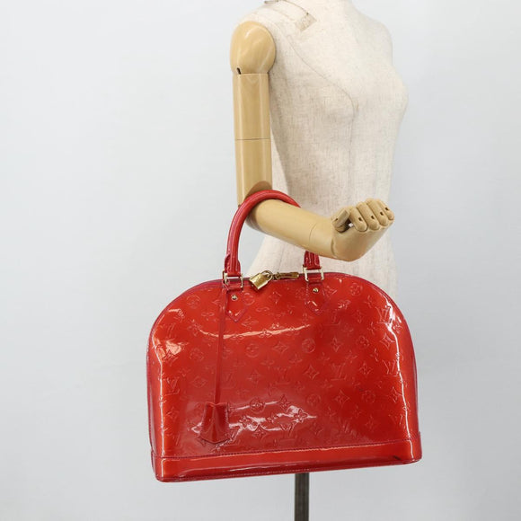 LOUIS VUITTON Monogram Vernis Alma GM Hand Bag Rose Pop M93625 LV Auth 179598
