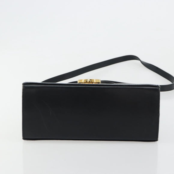 Salvatore Ferragamo Gancini Hand Bag Leather 2way Black Gold Auth 179604