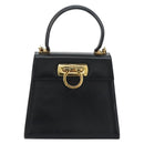 Salvatore Ferragamo Gancini Hand Bag Leather 2way Black Gold Auth 179604-2