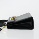 Salvatore Ferragamo Gancini Hand Bag Leather 2way Black Gold Auth 179604-5