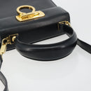 Salvatore Ferragamo Gancini Hand Bag Leather 2way Black Gold Auth 179604-7
