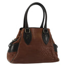 FENDI Enitco Hand Bag Leather Brown Gold Auth 179605A-1