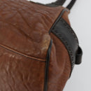 FENDI Enitco Hand Bag Leather Brown Gold Auth 179605A-9