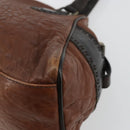 FENDI Enitco Hand Bag Leather Brown Gold Auth 179605A-15