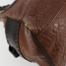 FENDI Enitco Hand Bag Leather Brown Gold Auth 179605A-16