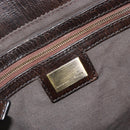 FENDI Enitco Hand Bag Leather Brown Gold Auth 179605A-17