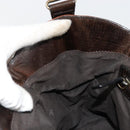 FENDI Enitco Hand Bag Leather Brown Gold Auth 179605A-19