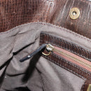 FENDI Enitco Hand Bag Leather Brown Gold Auth 179605A-20